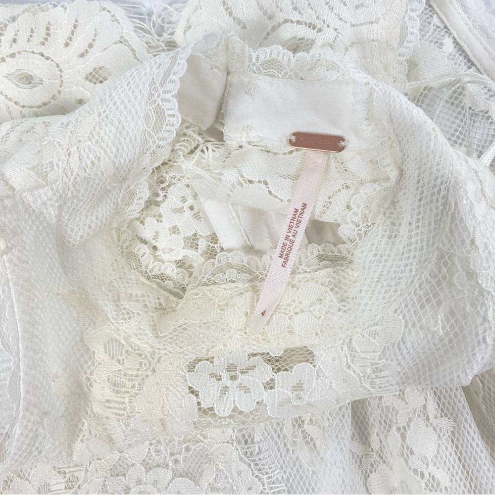 Free People Verushka High Neck Button Back Lace dress Size 4 Ivory Women’s - Picture 5 of 14
